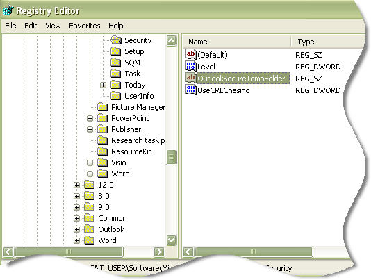 Outlook temp folder location